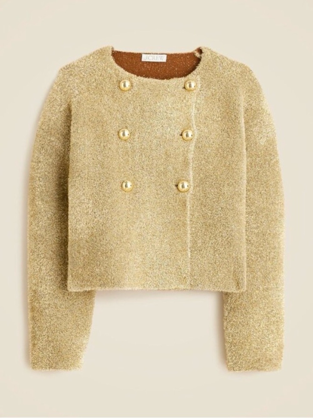 J.Crew Collection Women's Gold Metallic Double-Breasted Lady Jacket - Picture 2 of 11